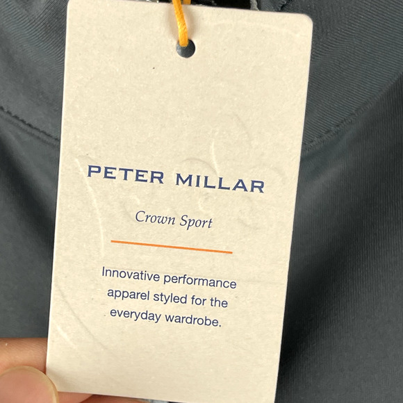 Peter Millar Galway Stretch Loop Terry Quarter Zip Vest Mens Large Gray Logo NWT - Picture 7 of 16